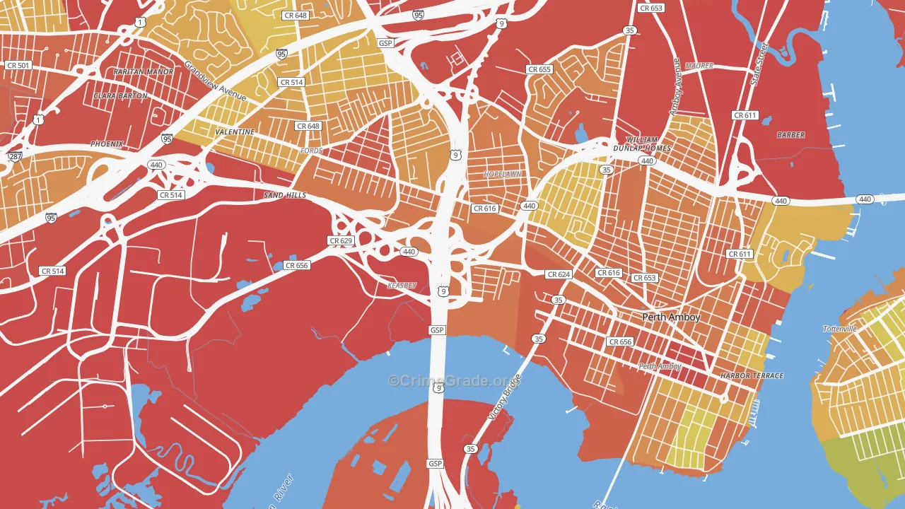 08832, NJ Map of Vehicle Theft Rates