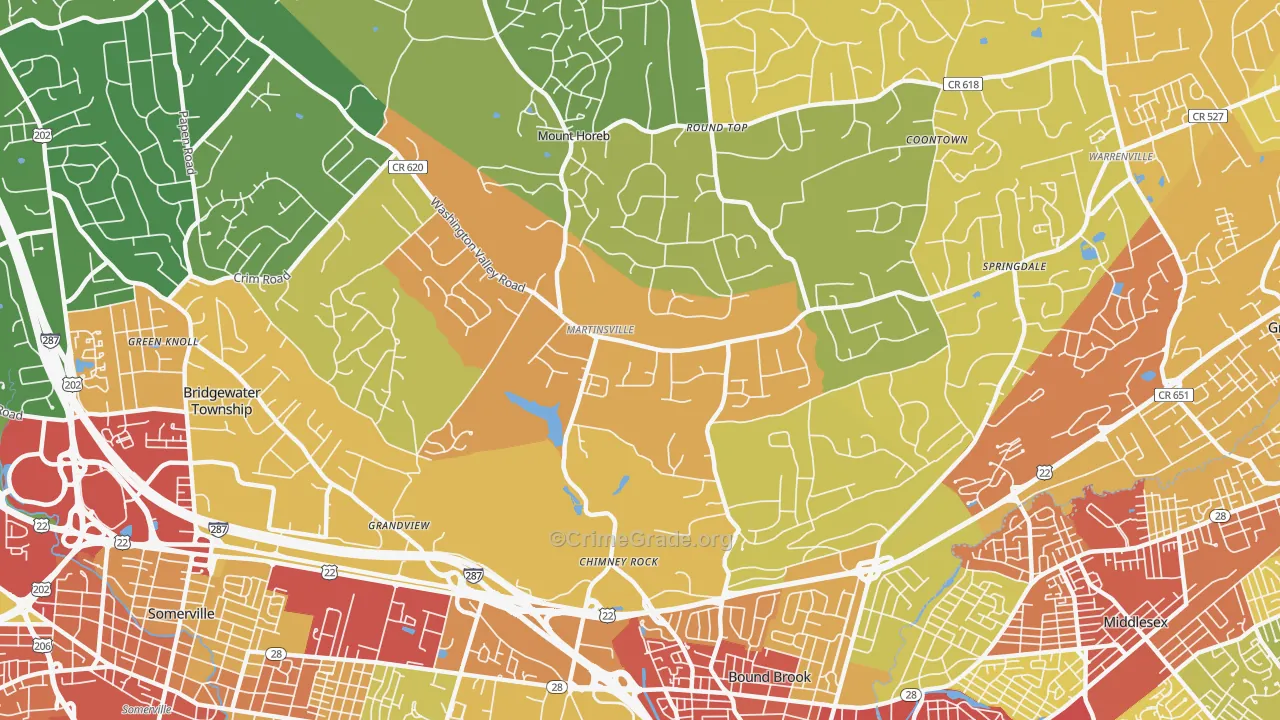 08836, NJ Map of Vehicle Theft Rates