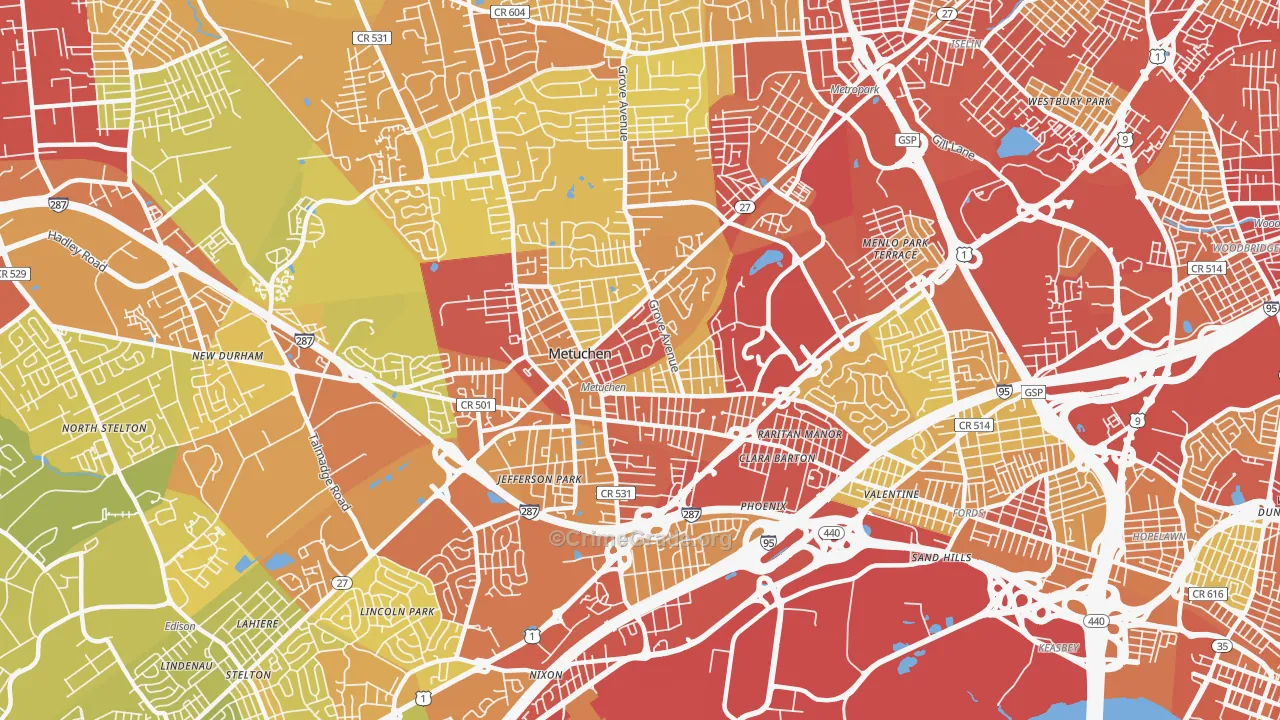 08840, NJ Map of Vehicle Theft Rates