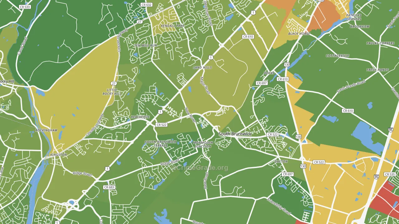 08852, NJ Map of Vehicle Theft Rates