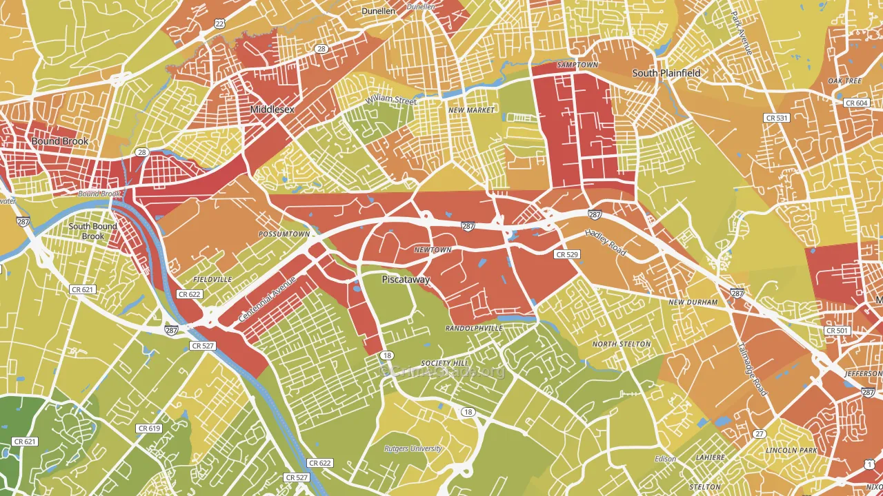 08854, NJ Map of Vehicle Theft Rates