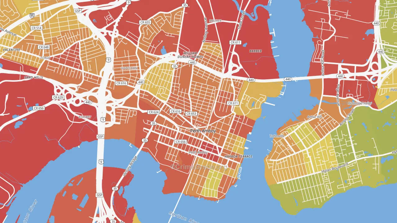 08861, NJ Map of Vehicle Theft Rates