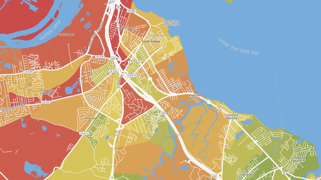 08879, NJ Map of Vehicle Theft Rates