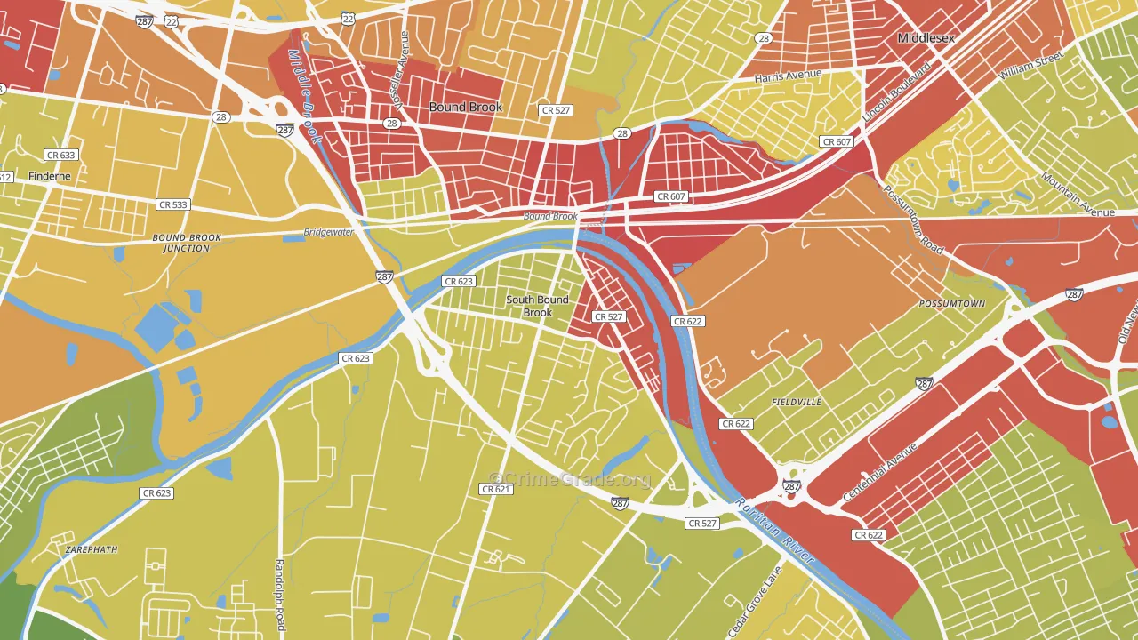 08880, NJ Map of Vehicle Theft Rates