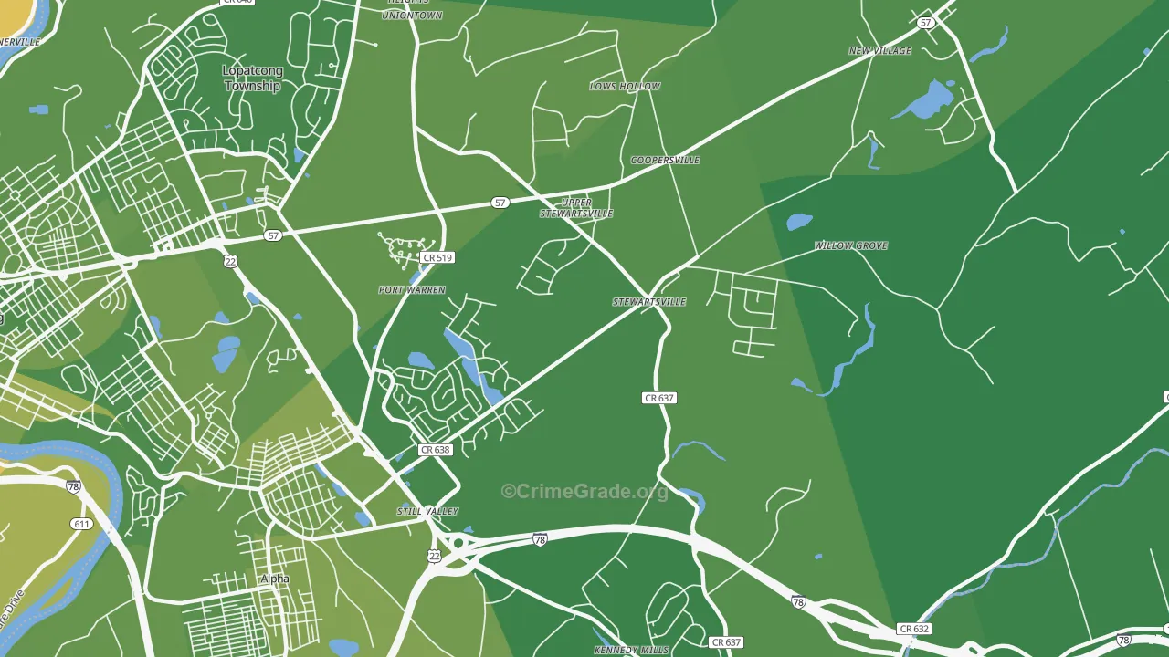 08886, NJ Map of Vehicle Theft Rates