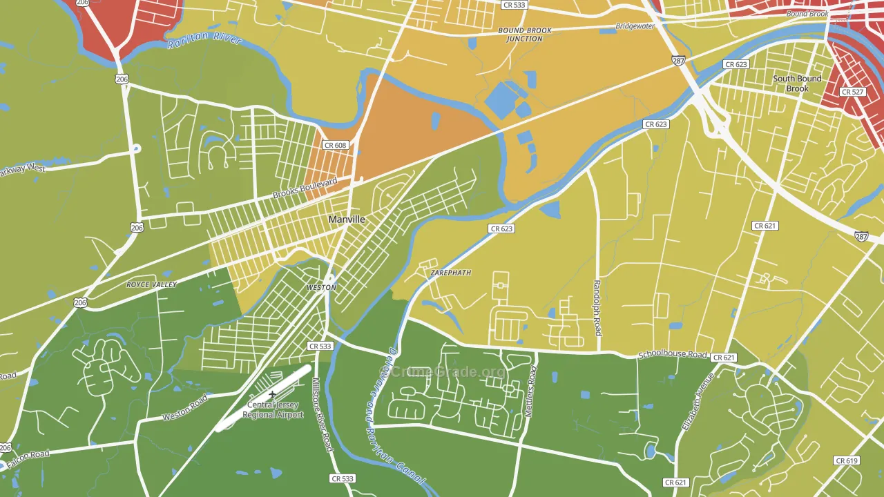 08890, NJ Map of Vehicle Theft Rates