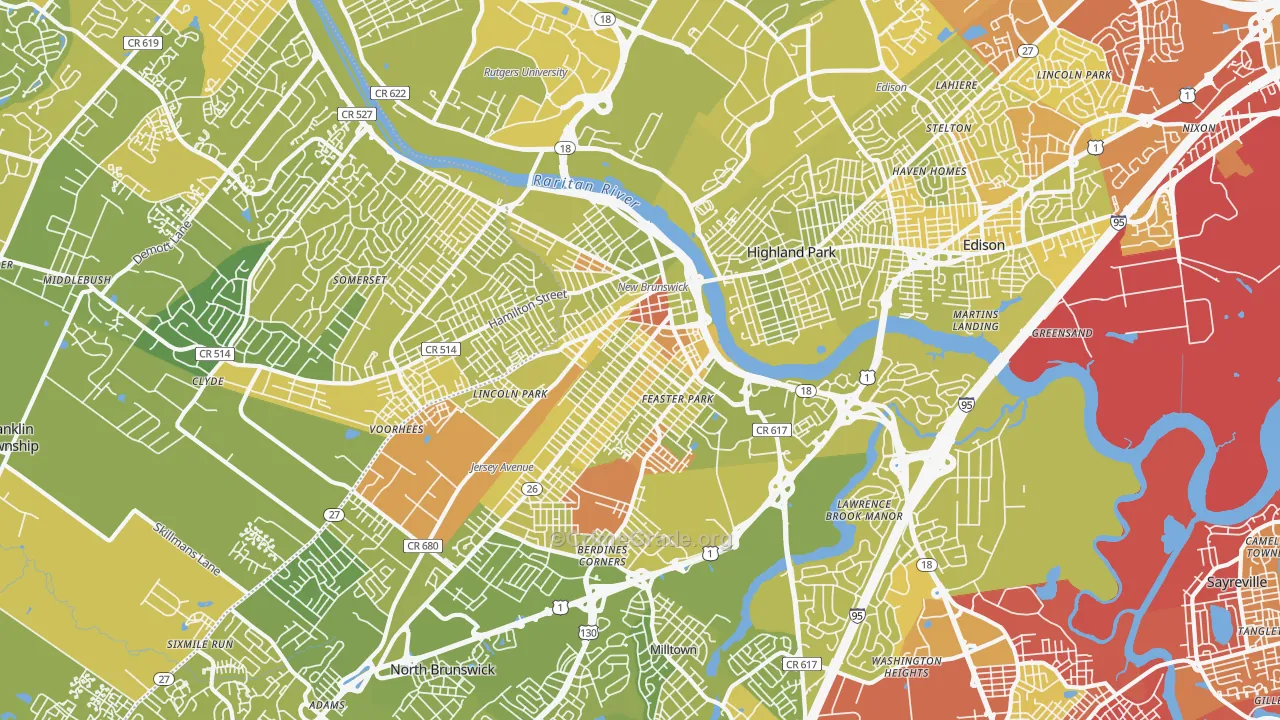 08901, NJ Map of Vehicle Theft Rates