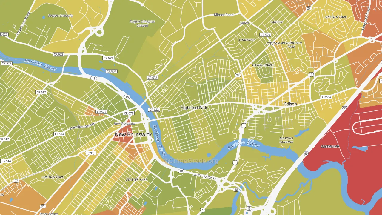 08904, NJ Map of Vehicle Theft Rates