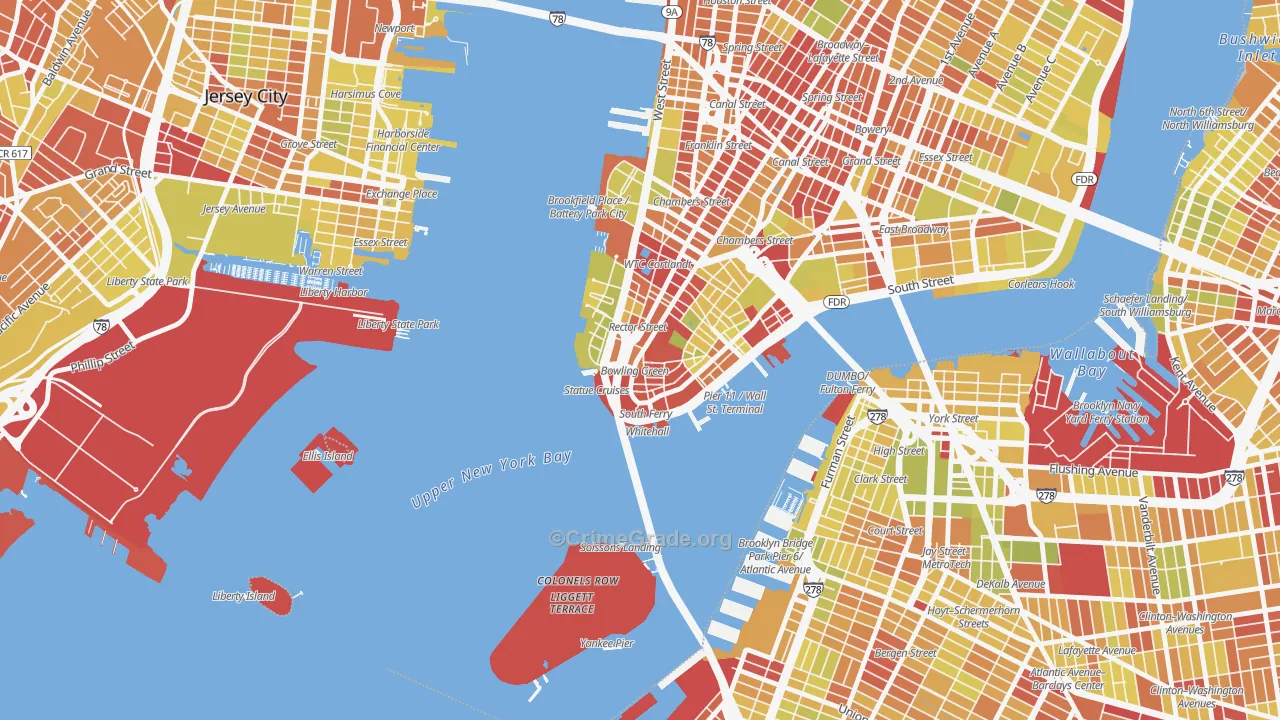 10004, NY Map of Vehicle Theft Rates