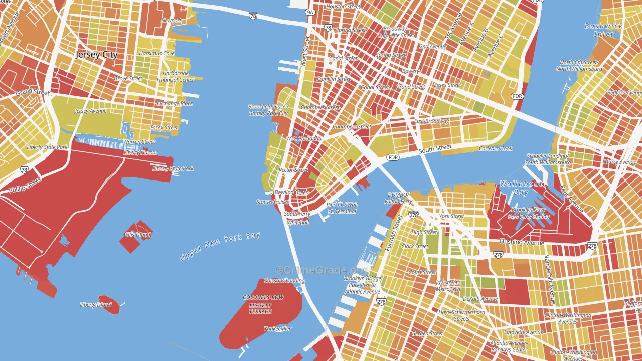 10005, NY Map of Vehicle Theft Rates