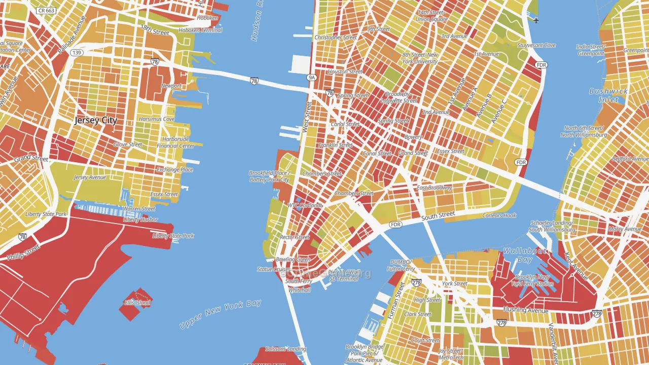 10007, NY Map of Vehicle Theft Rates