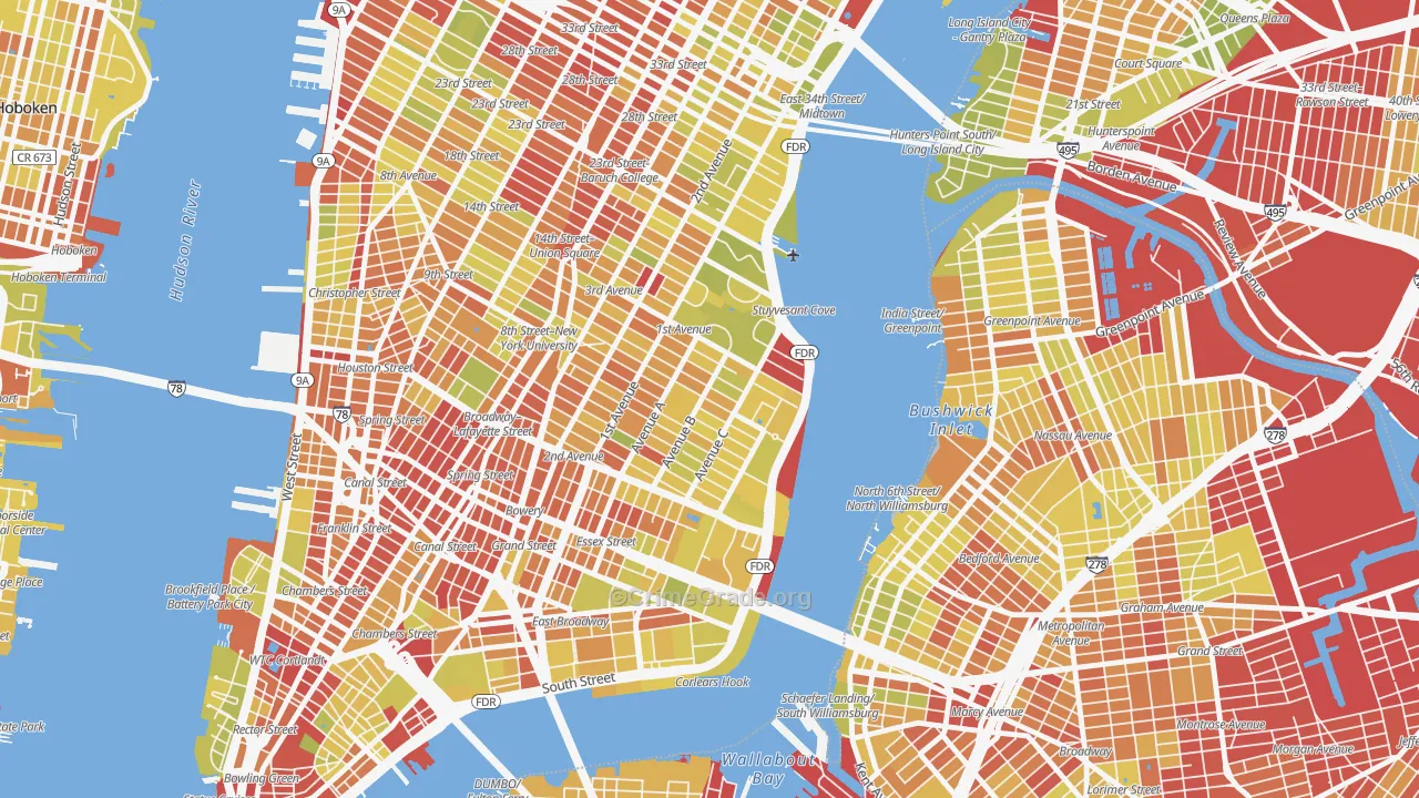 10009, NY Map of Vehicle Theft Rates