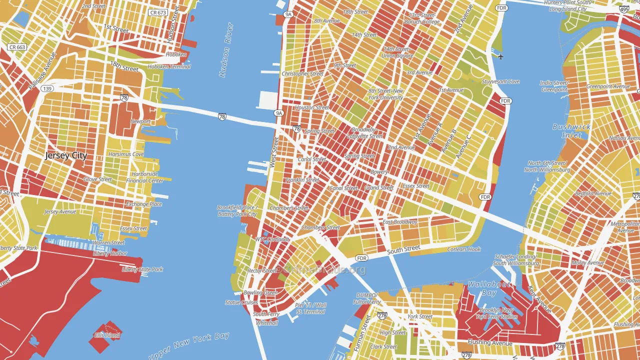 10013, NY Map of Vehicle Theft Rates