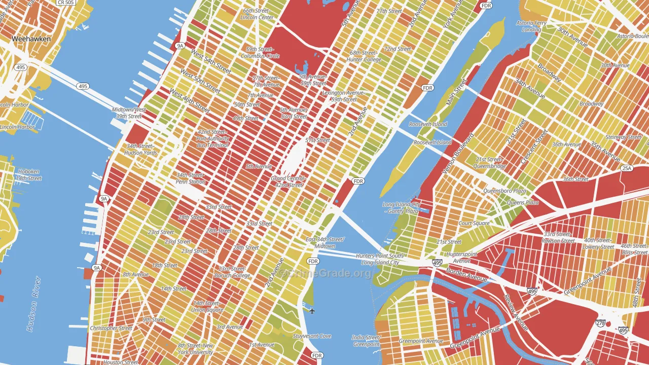10017, NY Map of Vehicle Theft Rates