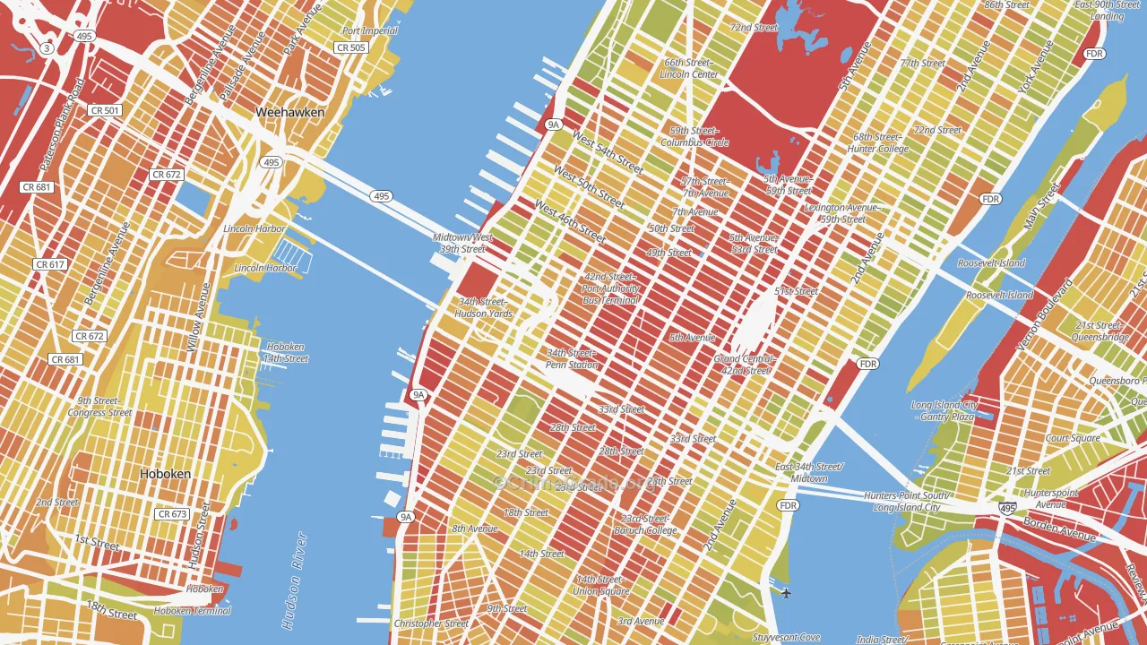10018, NY Map of Vehicle Theft Rates