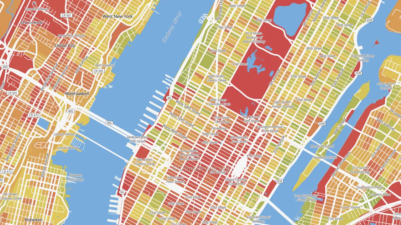 10019, NY Map of Vehicle Theft Rates