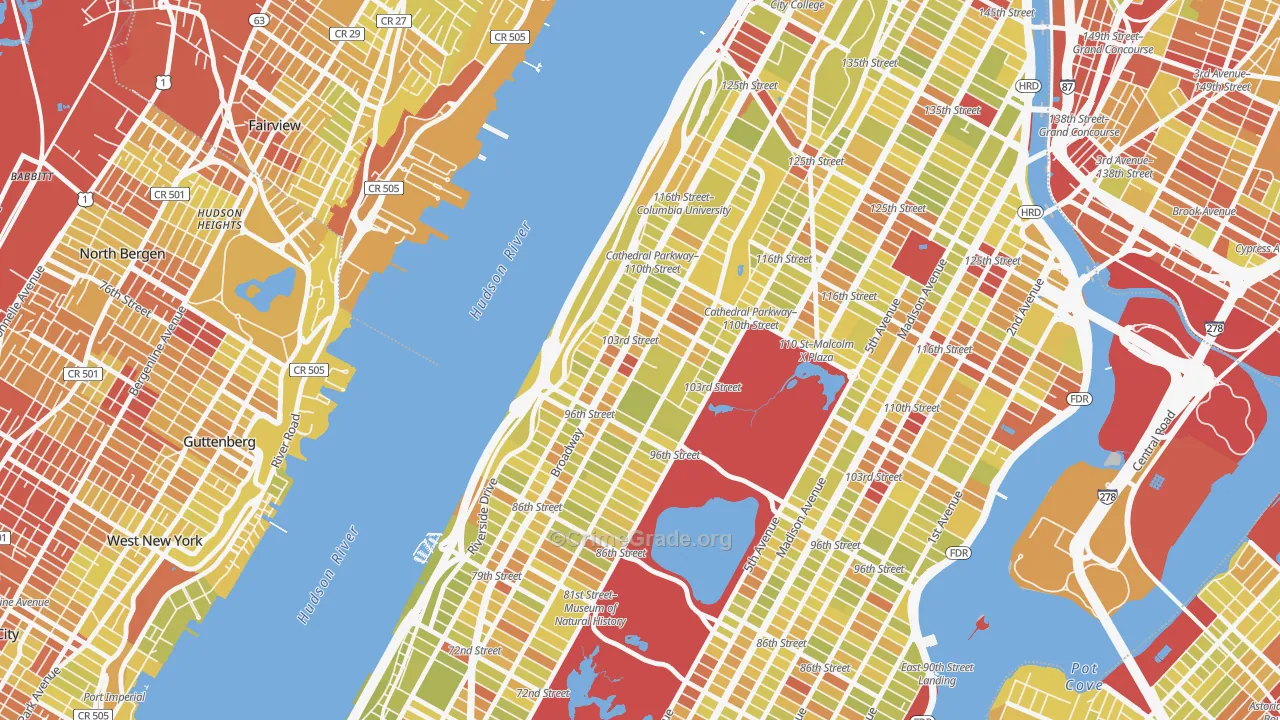10025, NY Map of Vehicle Theft Rates