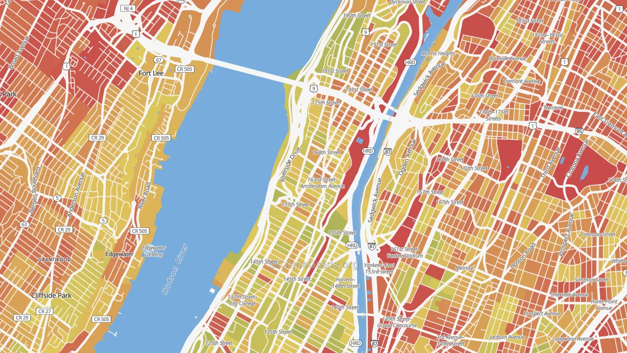 10032, NY Map of Vehicle Theft Rates
