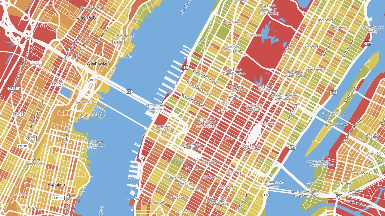 10036, NY Map of Vehicle Theft Rates