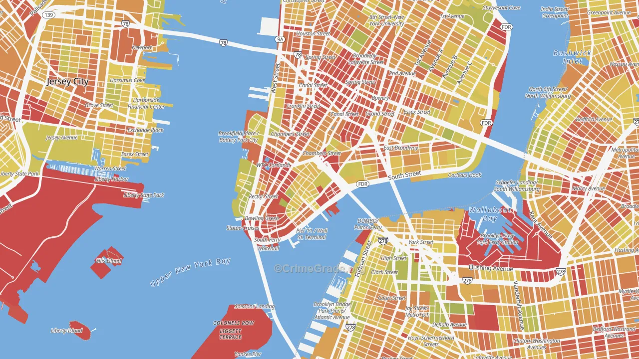 10038, NY Map of Vehicle Theft Rates
