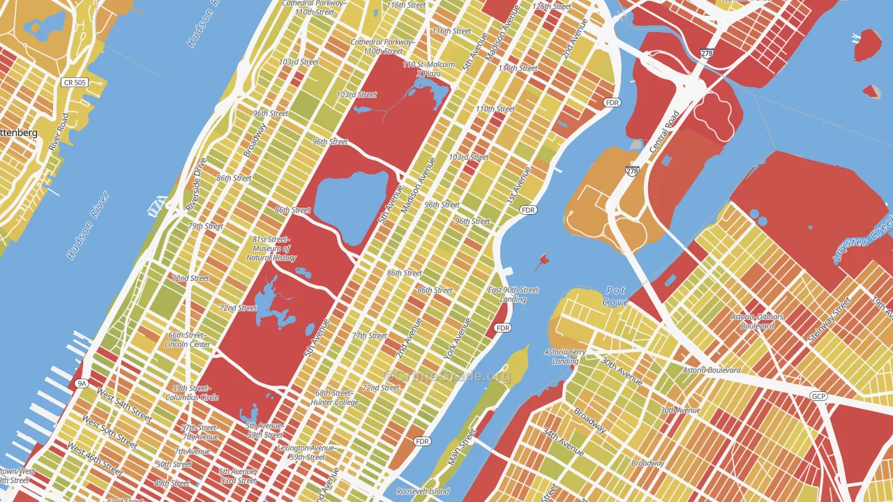 10128, NY Map of Vehicle Theft Rates