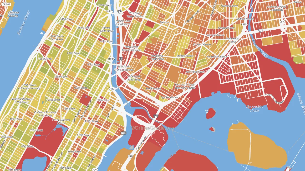 10454, NY Map of Vehicle Theft Rates
