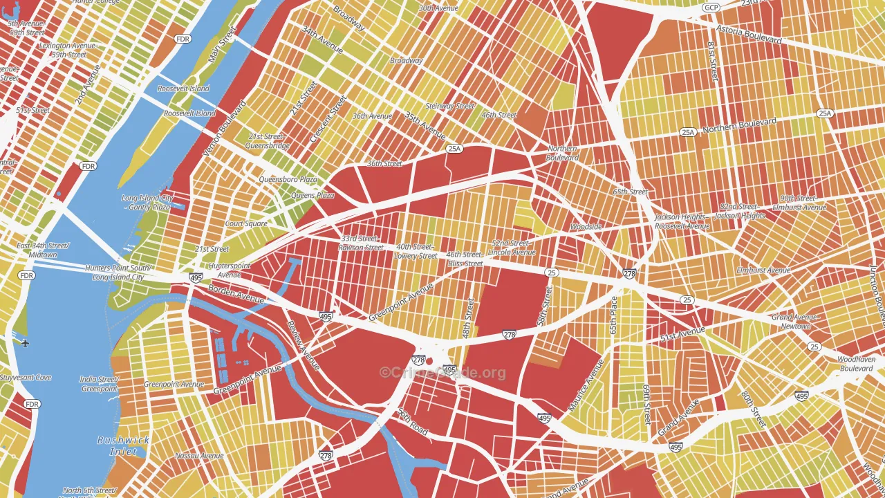 11104, NY Map of Vehicle Theft Rates