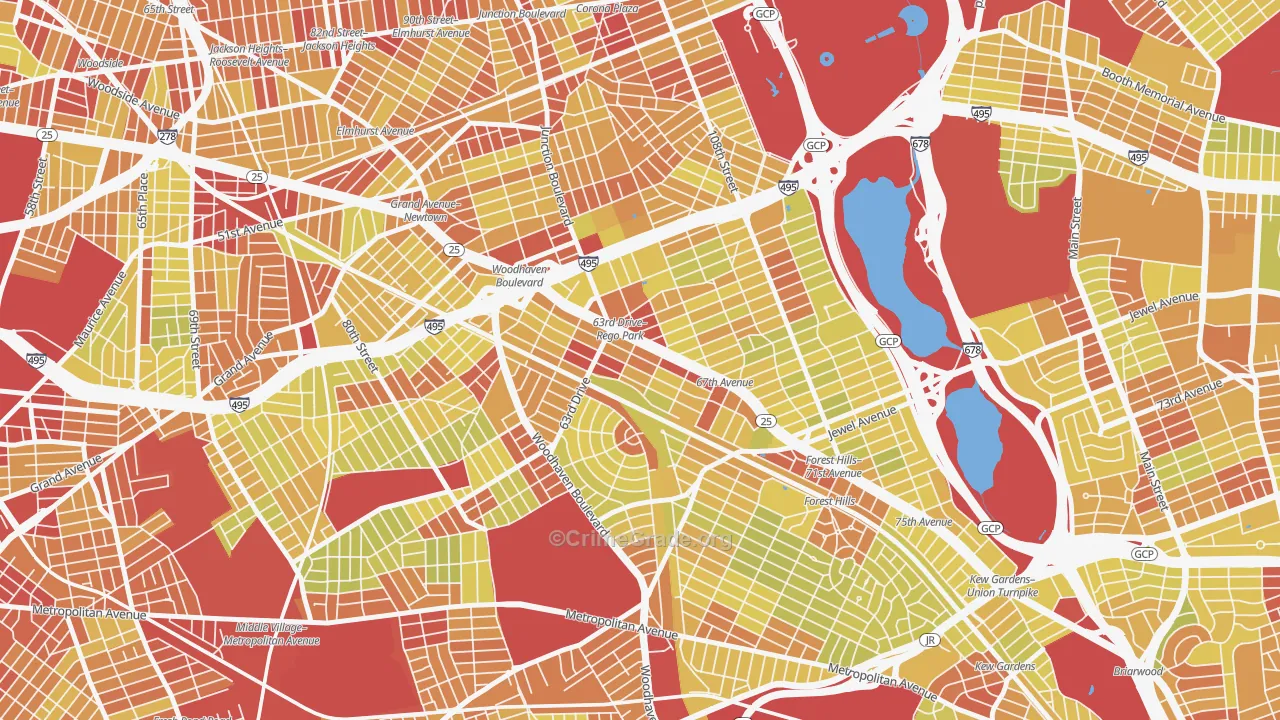 11374, NY Map of Vehicle Theft Rates
