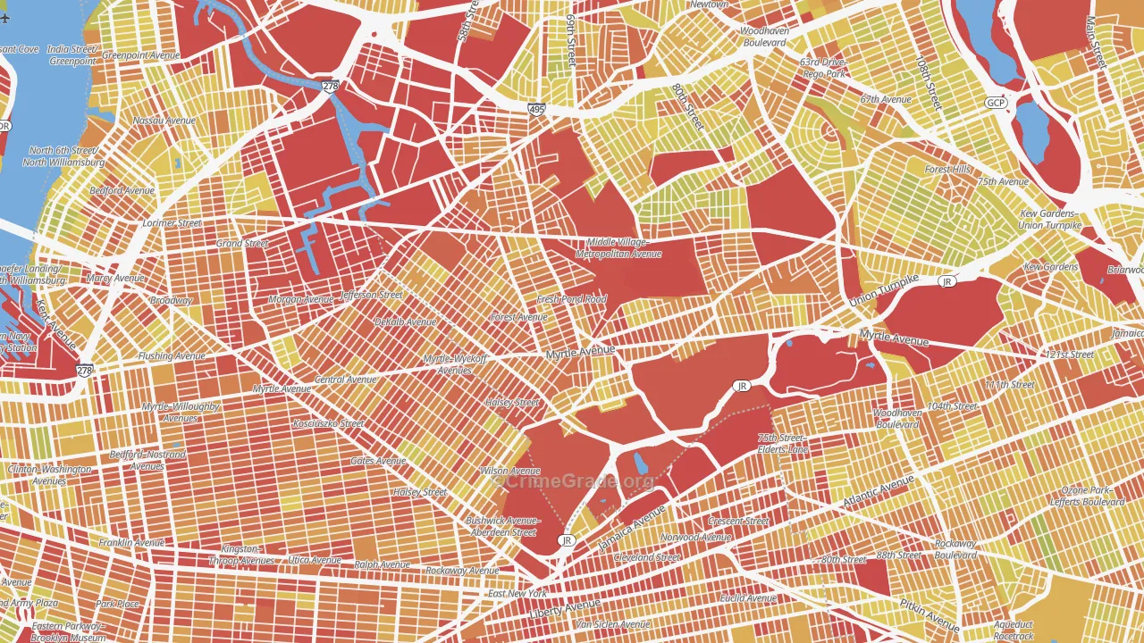 11385, NY Map of Vehicle Theft Rates