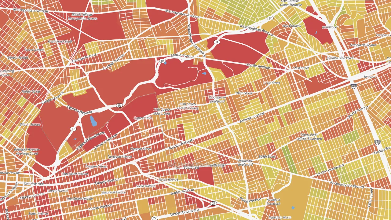 11421, NY Map of Vehicle Theft Rates