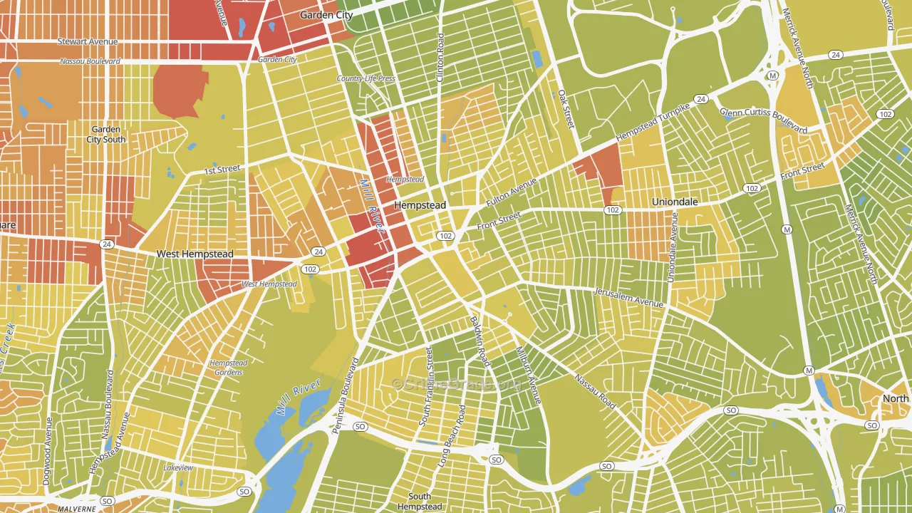 11550, NY Map of Vehicle Theft Rates