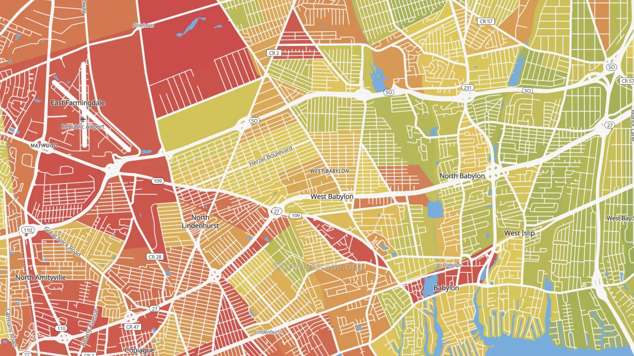 11704, NY Map of Vehicle Theft Rates