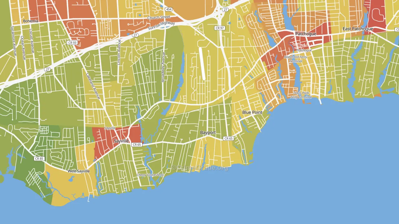 11705, NY Map of Vehicle Theft Rates