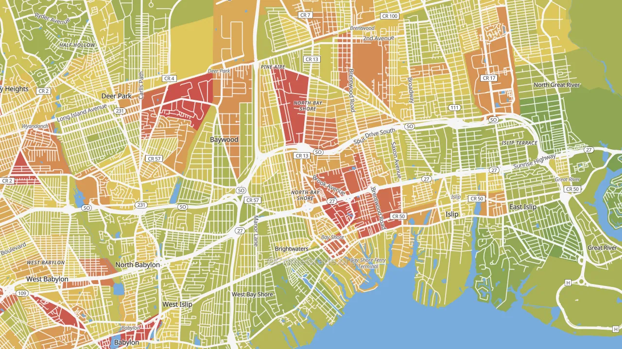 11706, NY Map of Vehicle Theft Rates