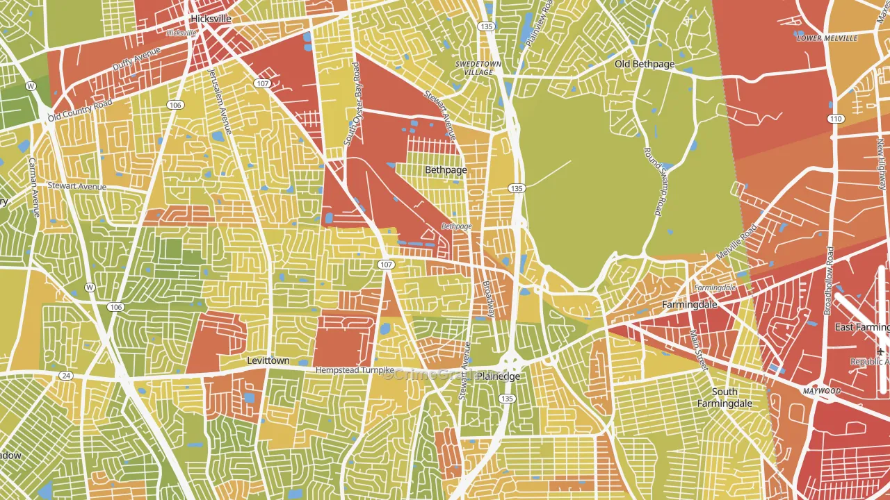 11714, NY Map of Vehicle Theft Rates
