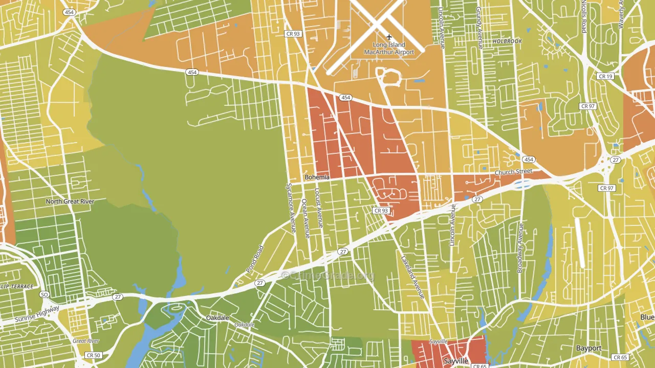 11716, NY Map of Vehicle Theft Rates