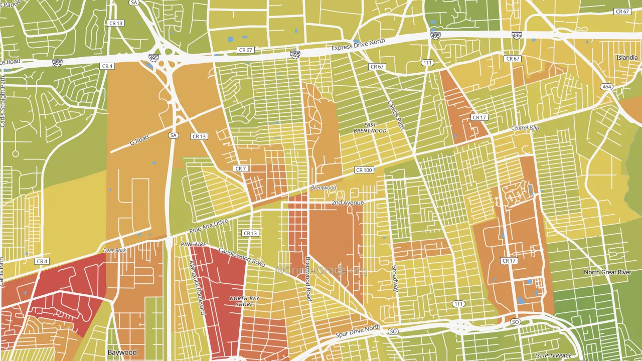 11717, NY Map of Vehicle Theft Rates