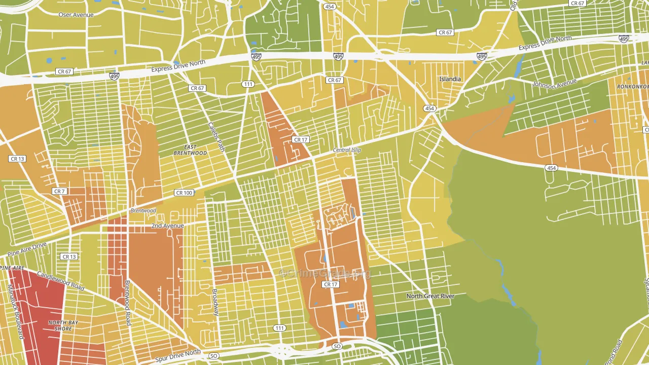 11722, NY Map of Vehicle Theft Rates