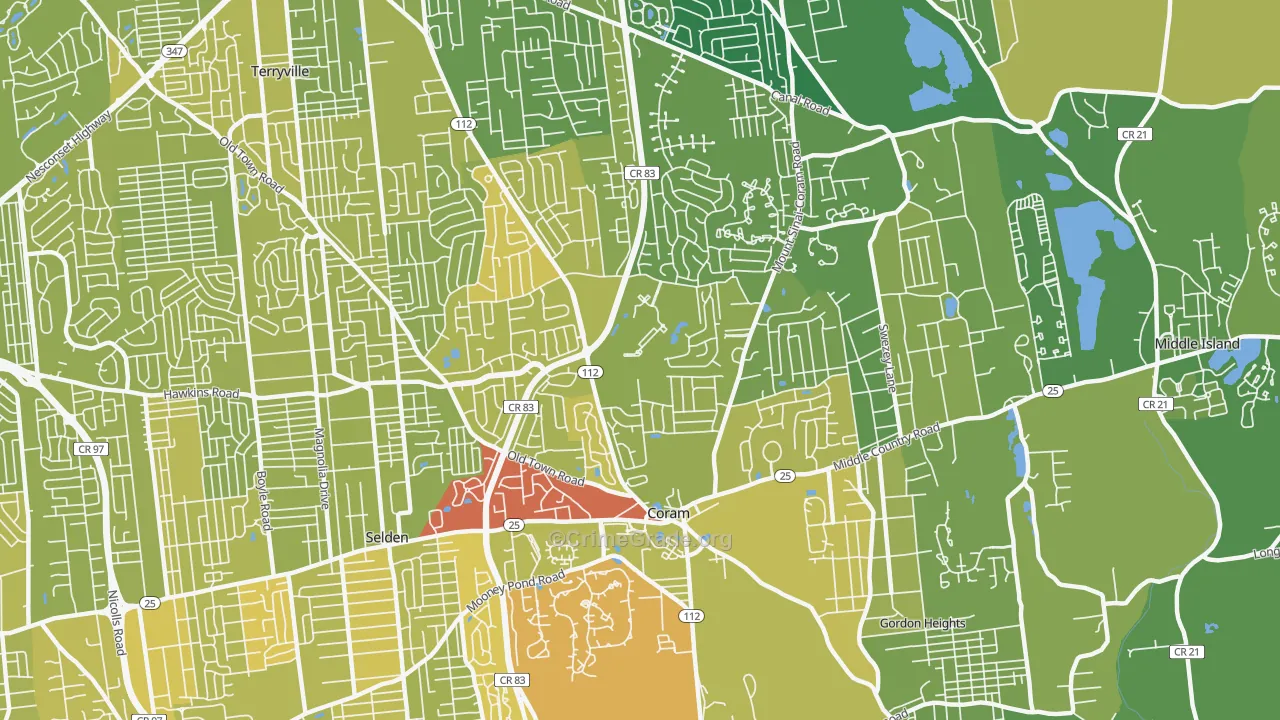 11727, NY Map of Vehicle Theft Rates