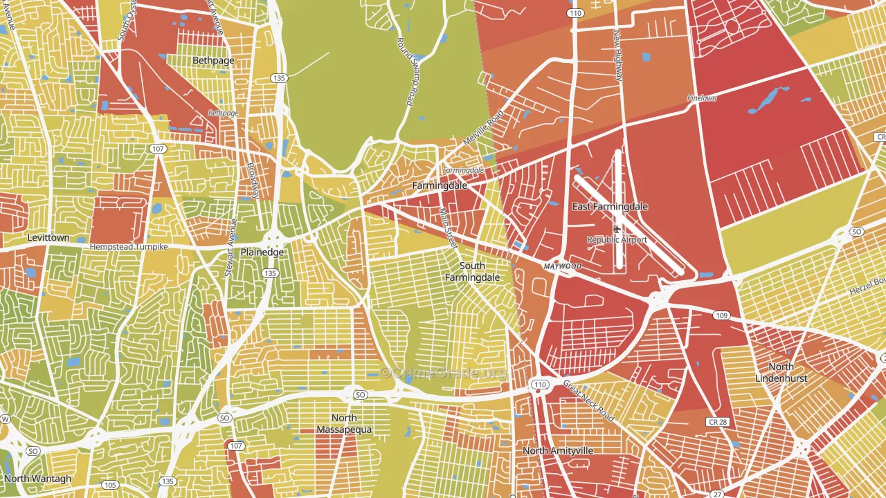 11735, NY Map of Vehicle Theft Rates
