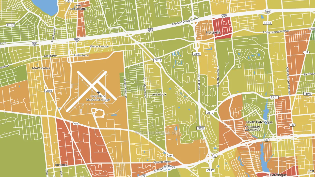 11741, NY Map of Vehicle Theft Rates