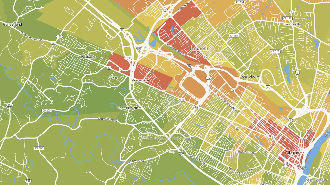 12203, NY Map of Vehicle Theft Rates