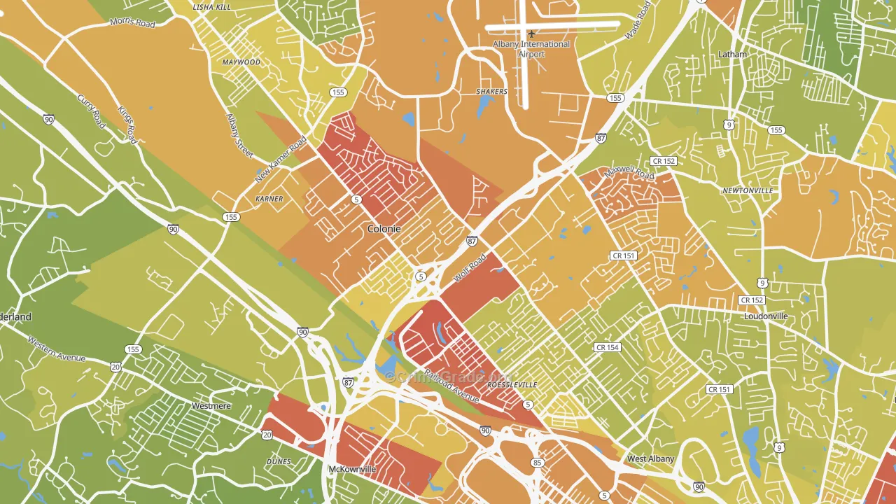 12205, NY Map of Vehicle Theft Rates