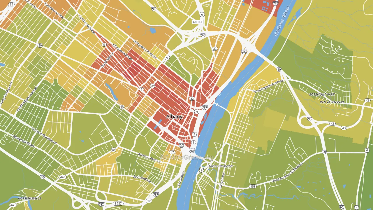12207, NY Map of Vehicle Theft Rates