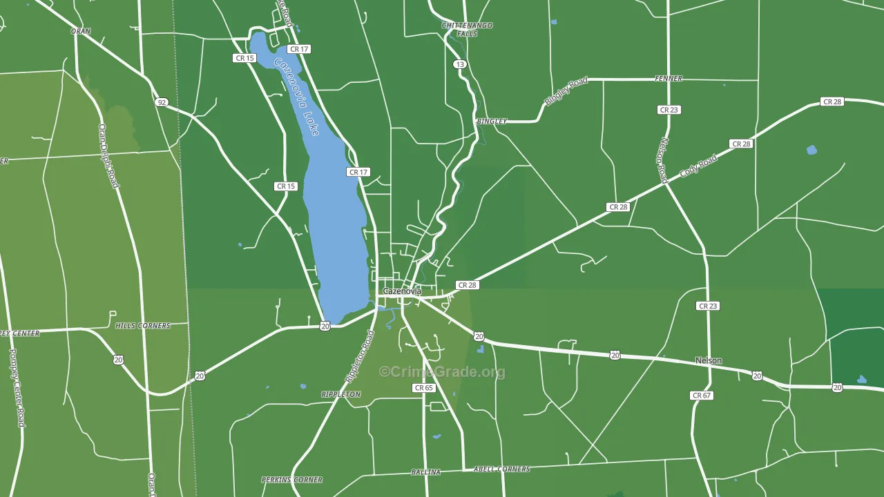 13035, NY Map of Vehicle Theft Rates