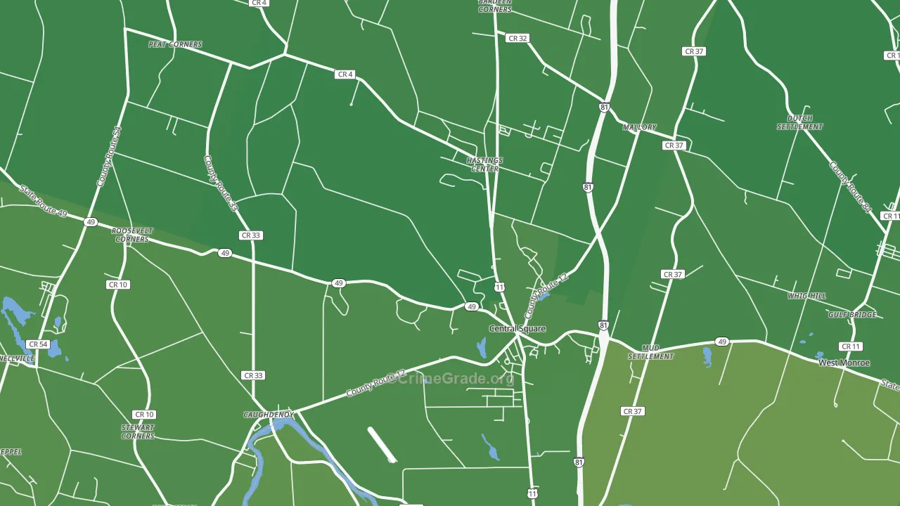 13036, NY Map of Vehicle Theft Rates
