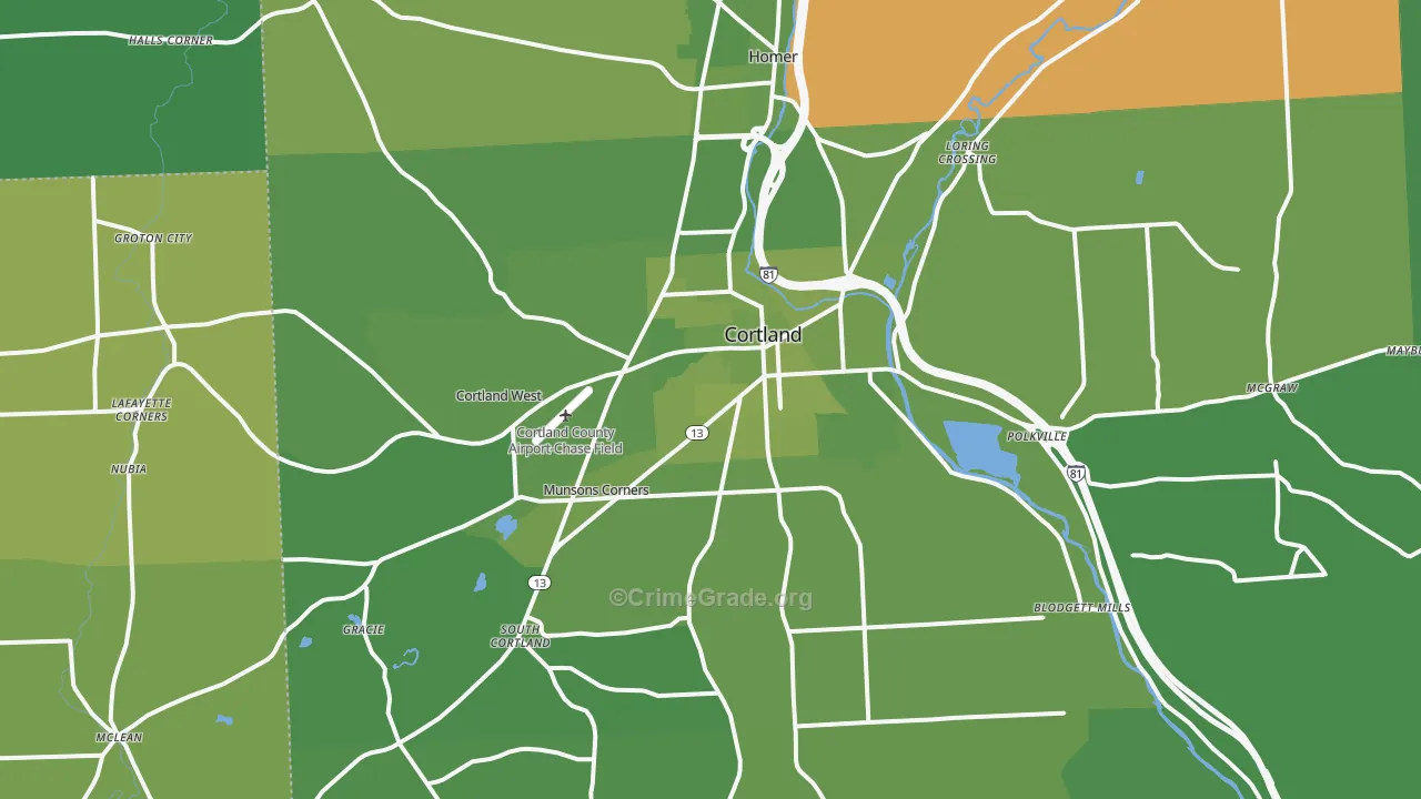 13045, NY Map of Vehicle Theft Rates