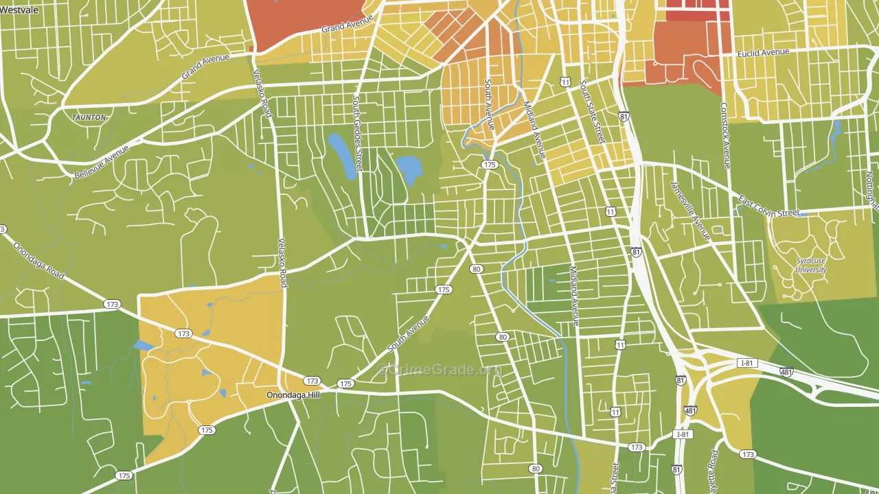 13207, NY Map of Vehicle Theft Rates