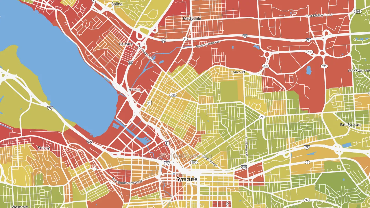 13208, NY Map of Vehicle Theft Rates