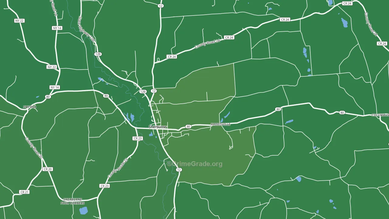 13460, NY Map of Vehicle Theft Rates